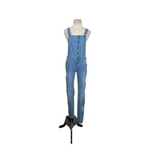 Tinseltown blue distressed denim overalls size M